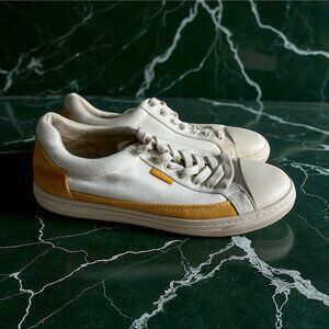 TORY BURCH Yellow White Canvas Sneakers Size 10.5